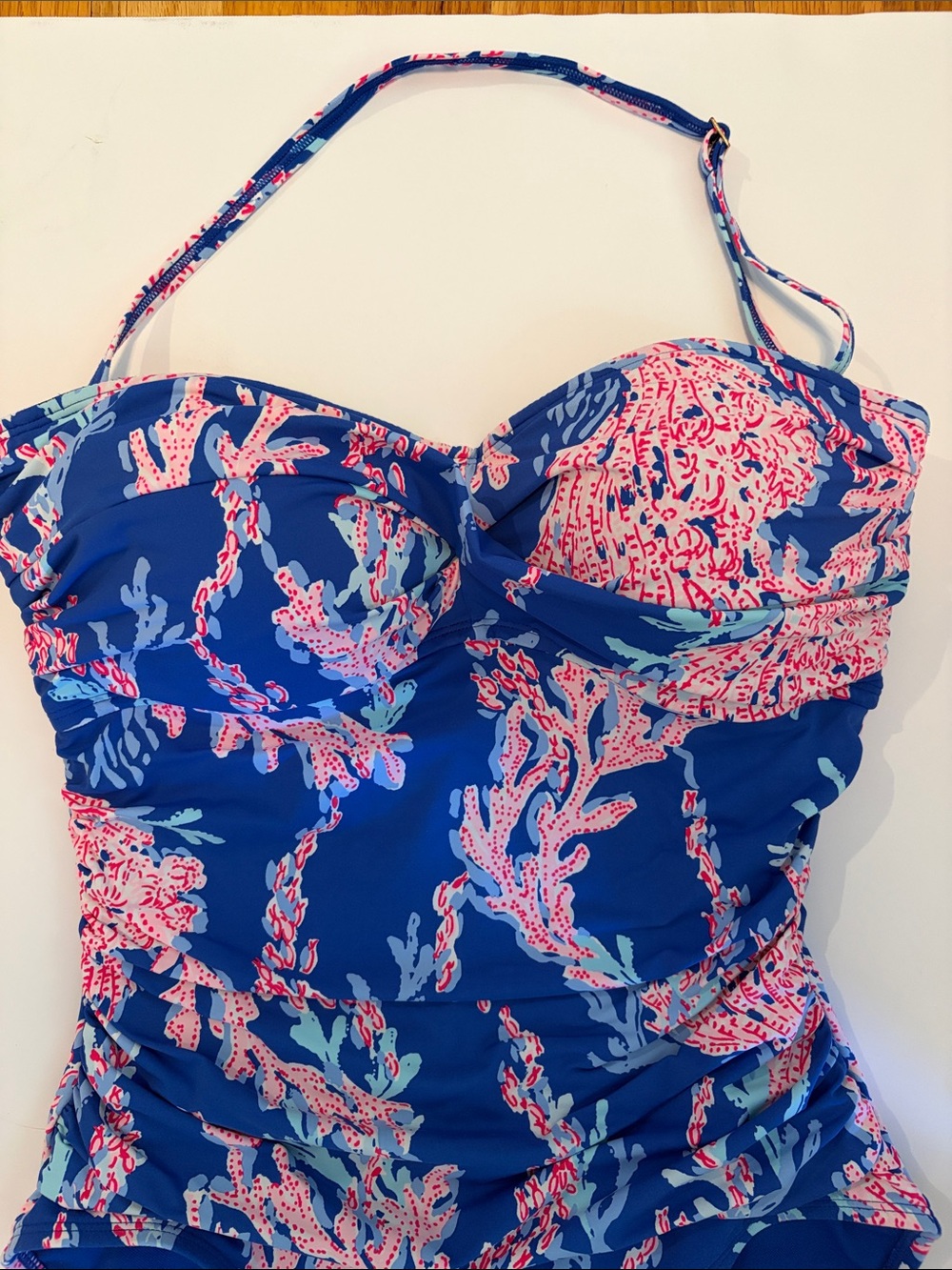 Lilly Pulitzer Flamenco One-Piece Swimsuit in a "Borealis Blue Swim On Over" - Picture 3 of 7